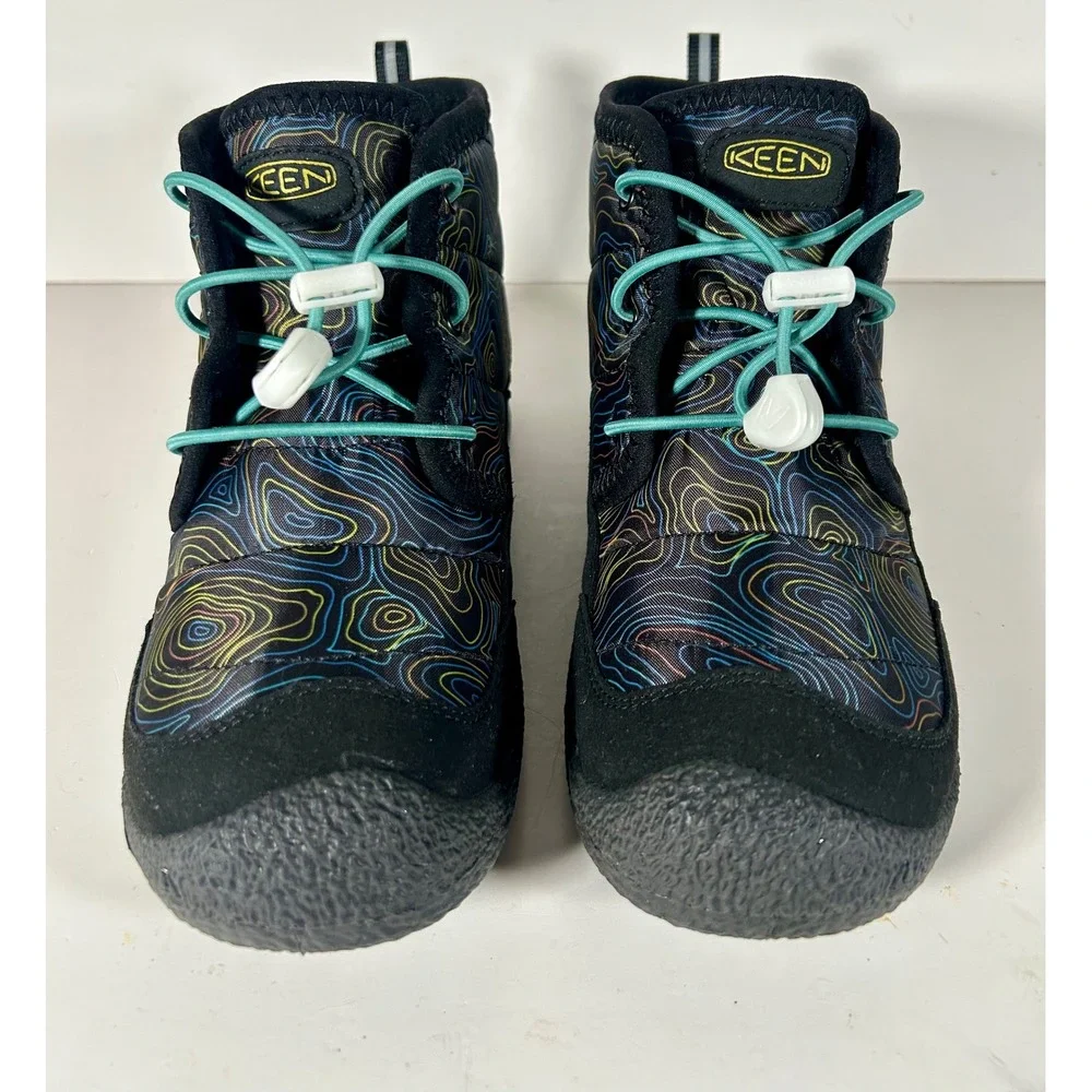 KEEN Howser II Waterproof Youth Boots Topo Map Print Insulated Black Size 4Y